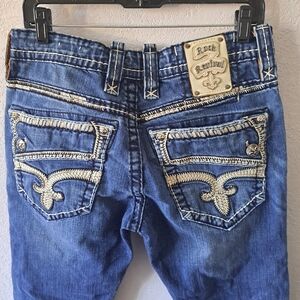 Rock Revival Indigo Boot Cut Jeans with Embroidered Pockets